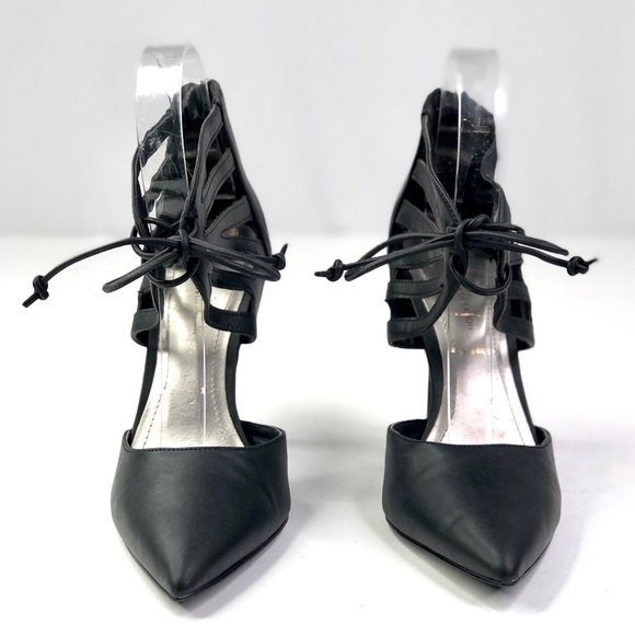 BCBGeneration Delphia stilettos vegan leather heels cut-outs pointy toe back zip - Picture 7 of 12